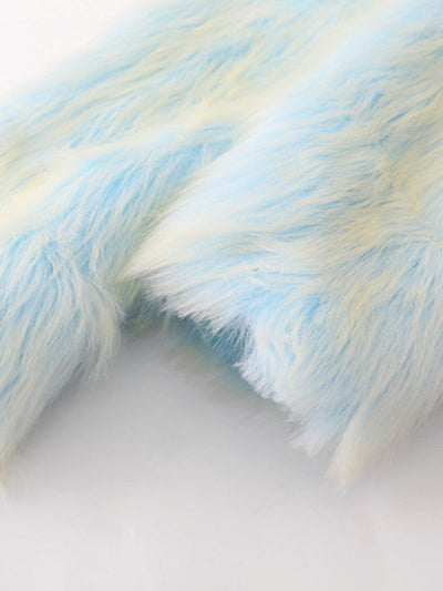 Gradient Blue Sweet Warm Faux Fur Winter Coat