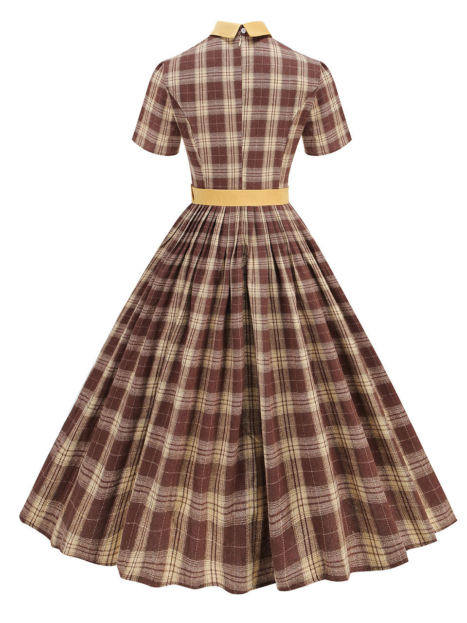 1950s Peter Pan Collar Plaid Vintage Swing Dress