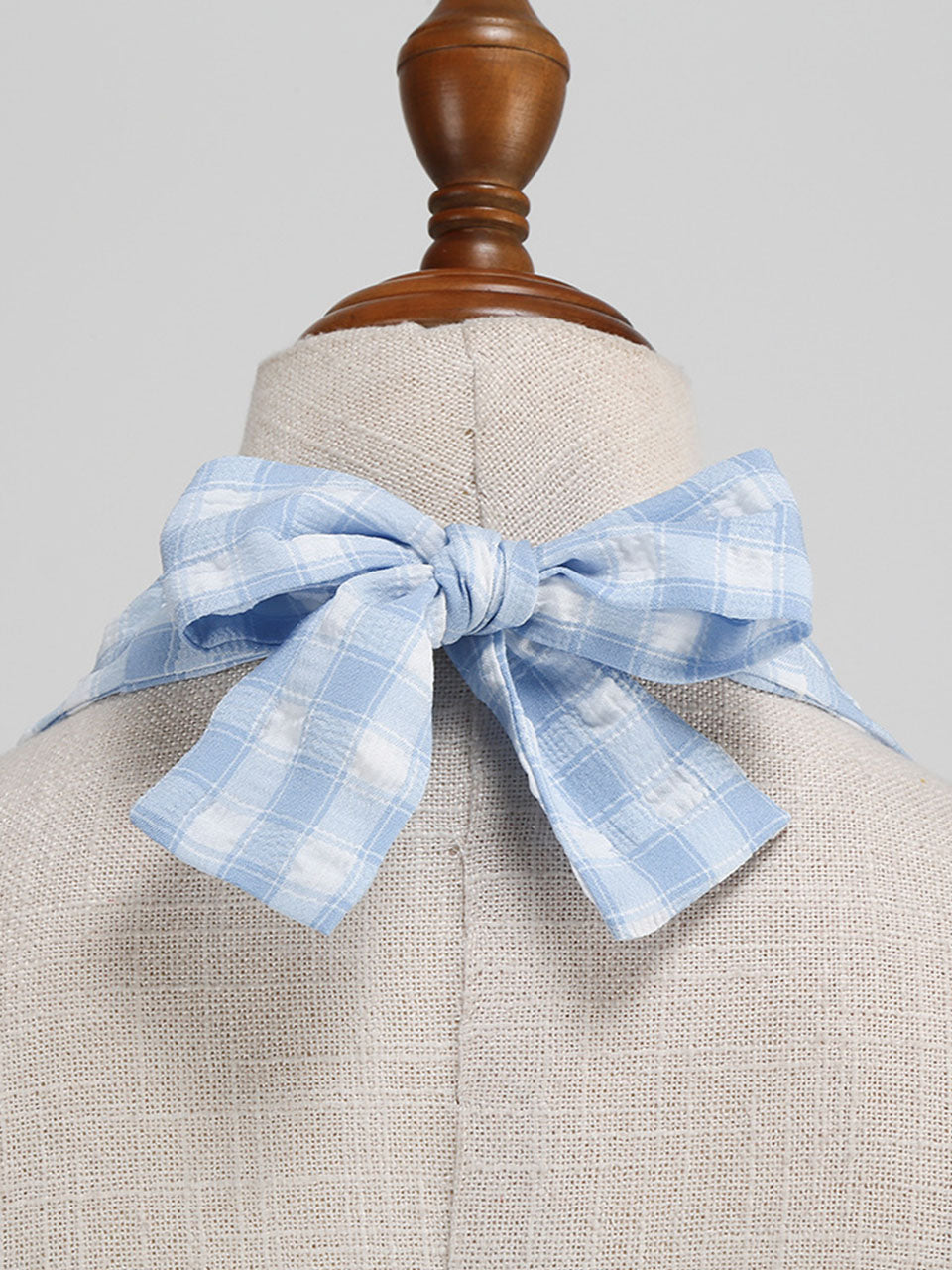 Plaid Blue Bow Halter Backless 1950S Vintage Swing Dress