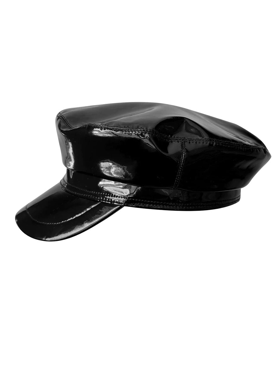 Red Patent Leather Biker Hat