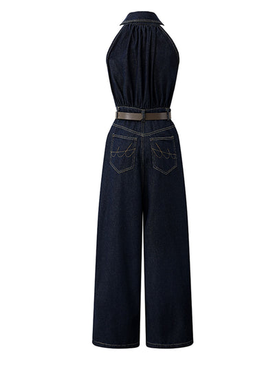 Denim Retro Sleeveless Vintage Jumpsuit