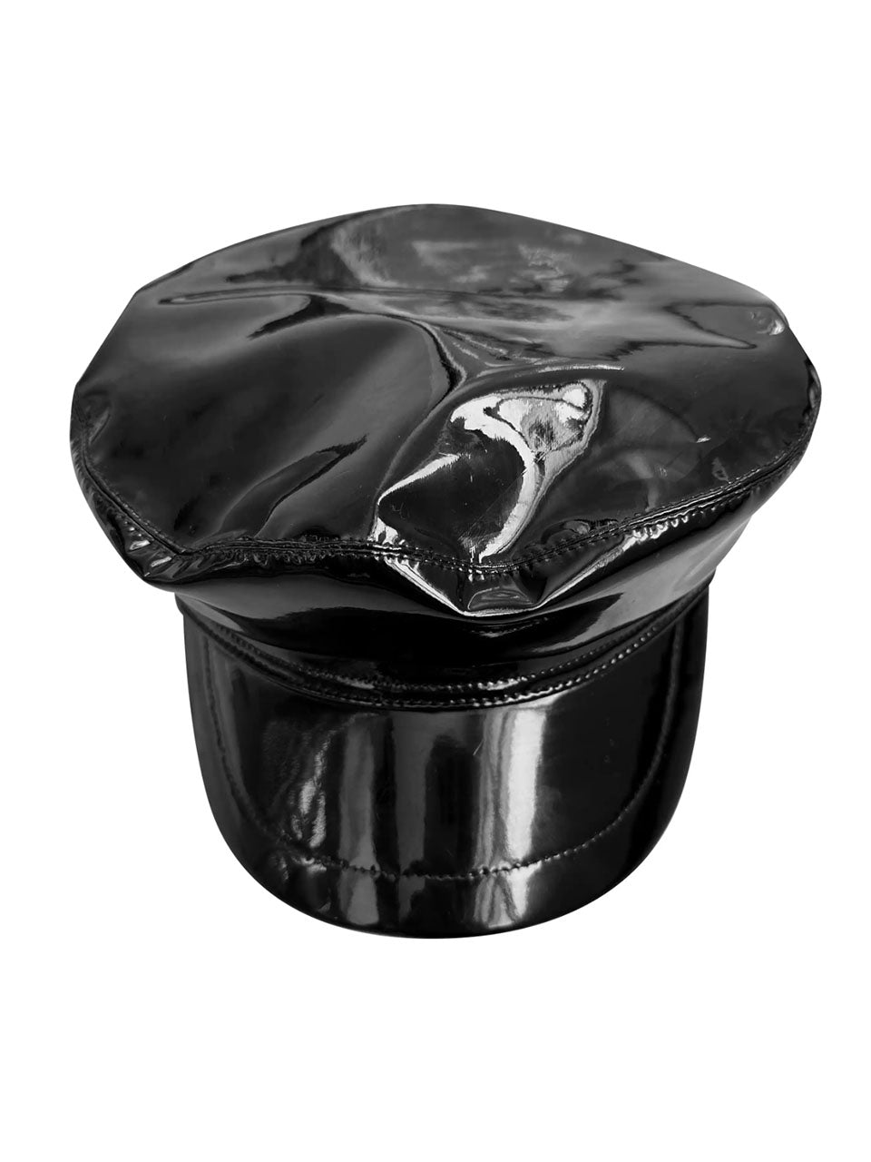 Red Patent Leather Biker Hat