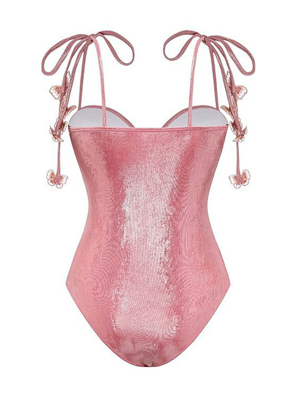 Pink Luminous Fabric One-piece Swimsuit With Bathing Suit Warp Skirt