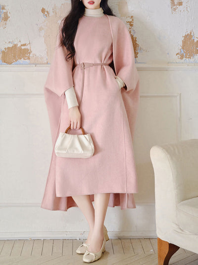 2PS Pink Vest Dress and Cape Wool Coat