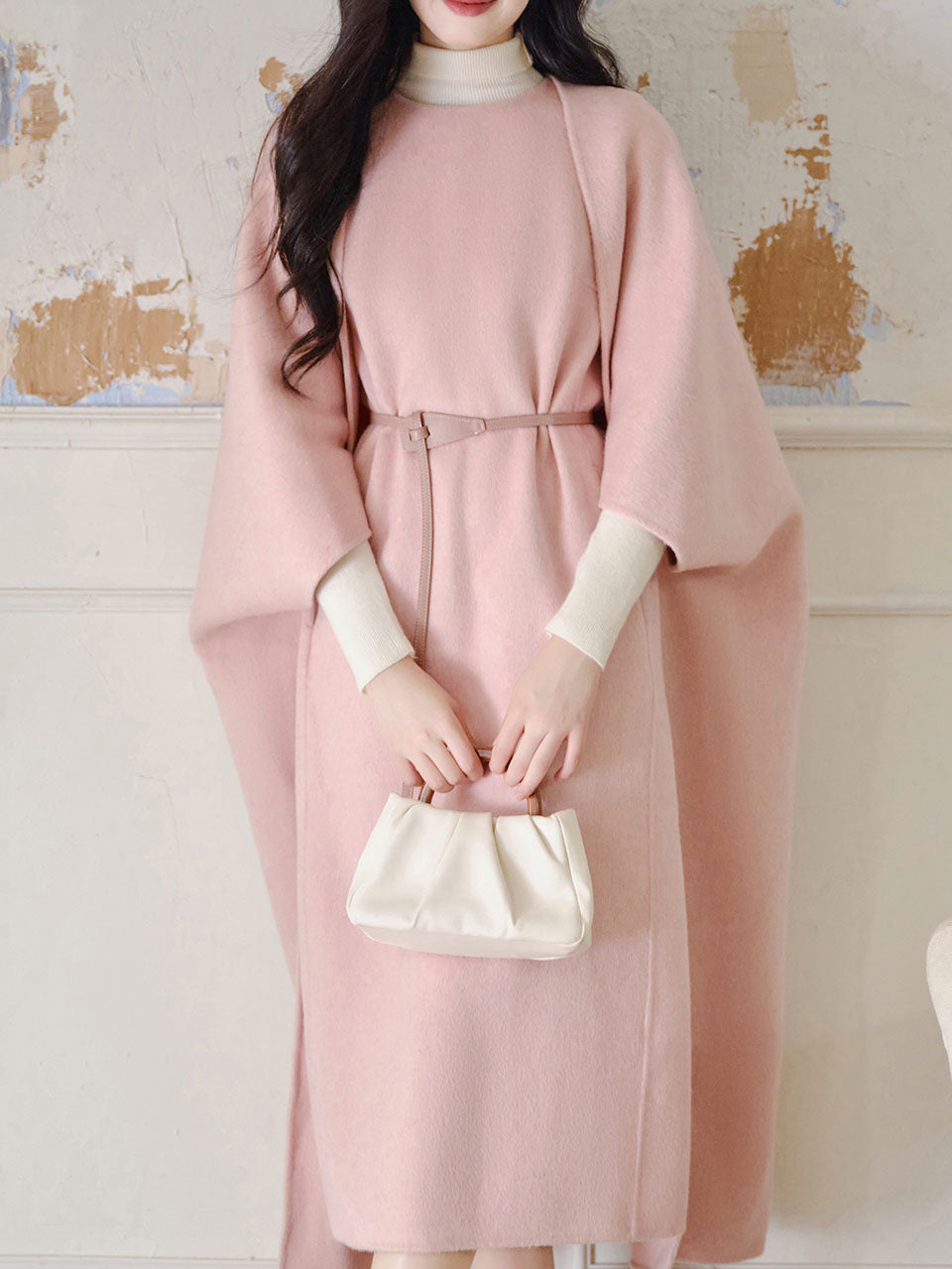 2PS Pink Vest Dress and Cape Wool Coat