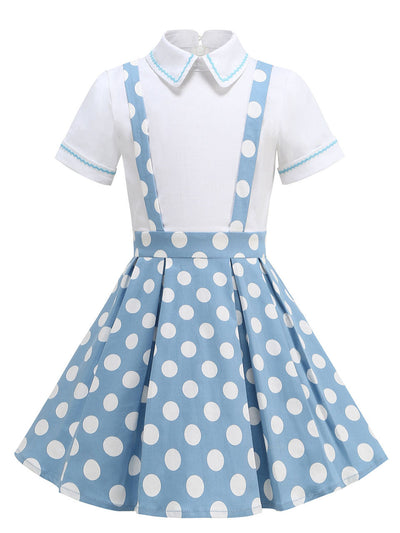 Kids Little Girls' Dress Polka Dots Peter Pan Collar 1950S Suspender Dress